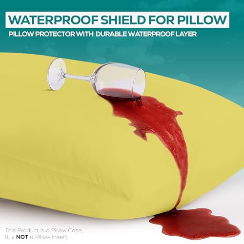 Image of Utopia Bedding Premium 100% Waterproof Pillow Protectors with Zipper Standard Size (Set of 2), Bed Bug and Dust Mite Proof Zippered Pillow Covers, Pillow Encasement Cases, Yellow