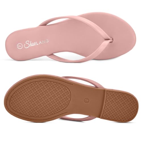Image of Shoe Land Thong Flip Flops for Women, Memory Foam Flat Sandals, Lightweight Summer Slides, Non Slip Comfort Sandals for Beach, Travel and Everyday Wear
