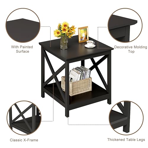 Image of ChooChoo End Table, 24 Inch End Table with 2-Tier Storage Shelf