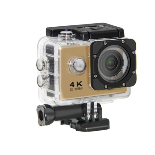 TIEOAXFT para Vlogs con micrófono Externo y Control Remoto Cámara de acción 4k WiFi Deportes de Buceo DV HD Impermeable al Aire Libre bajo el Agua(Golden)