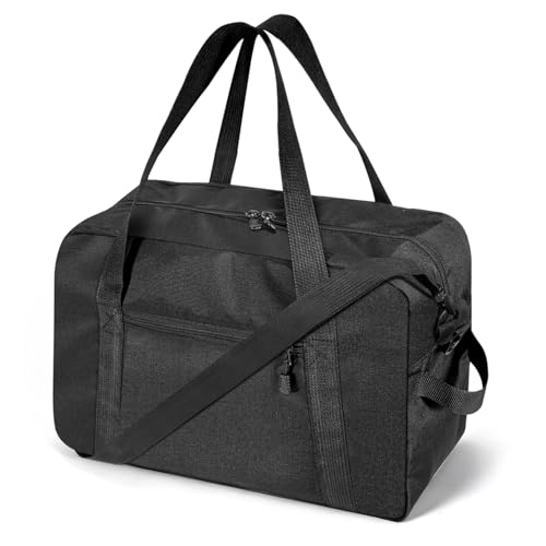 Small Gym Bag 14 Inch Duffel Bag for Women & Men,Waterproof Travel Sports Bags,Mini Gym Duffel with Bottle Holder,Foldable Lightweight Carry On Duffle-Black