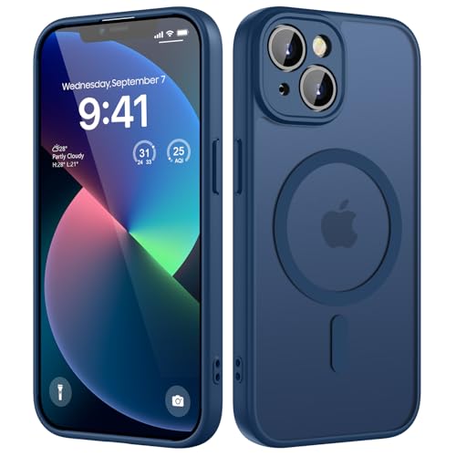 HGH Magnetisch Hülle für iPhone 13 6,1 Zoll mit Kameraschutz für Magsafe, Transluzente Matt Rückseite Dünn Stoßfest Hand...