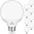 hansang 8 Pack Vanity Light Bulbs for Bathroom, 2700K Warm White E26 Base Round LED Globe Bulb, 40W Equivalent, G25 Vanity Light Bulb for Makeup Mirror Bedroom 120V, CRI85+, 500LM, Non-dimmable