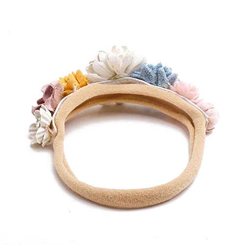 Image of BAKEFY - 3 Baby Girl Nylon Headbands Infant Flower Elastic Hair band Bows Wraps For Newborn Toddler Hair Accessories Baby Girl Bows Floral Headbands Set