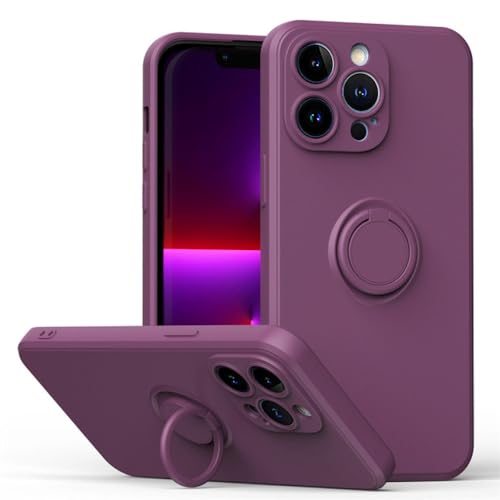 ADKOT Custodia originale con anello magnetico in silicone per iPhone15 11 12 13 14 Pro XS Max XR XS X 6 6S 8 7 Plus Custodia morbida per dito, perplesso scuro, per iPhone 13 ProMax