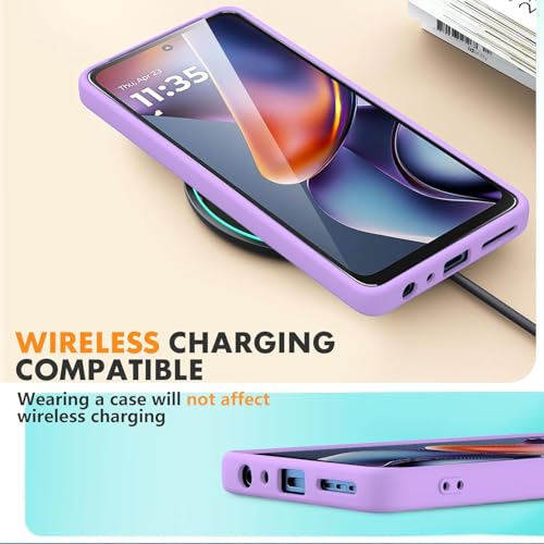 Image of DIZORO Microfiber Candy Case for Motorola Edge 60 Pro 5G Smooth Touch Cushion Liquid Soft Silicone Gel Rubber Phone Cases Non-Slip Full Body Protective Shockproof Back Cover - Lilac