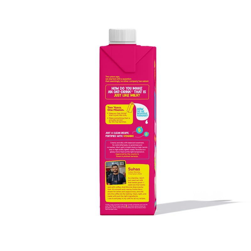 Image of Yogabar Oat Milk Unsweetened 1L | Barista Approved | Fortified with Vitamin B, D & Calcium |Dairy & Lactose Free Milk | No Added Sugar | Vegan Plant-Based Oat Beverage for Coffee & Smoothies | Zero Cholesterol