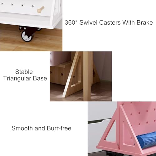 Generico Pannello Forato per Attrezzi da Garage, Porta Punte da Trapano, Set di Chiavi, Supporti, Pannelli forati, Pannello Forato Mobile con rotelle, Organizer in Legno, Kit Pannello Forato per casa