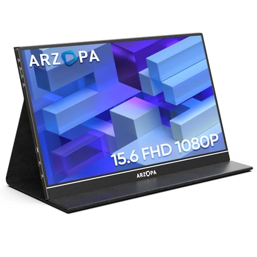 Monitor Portátil ARZOPA S1 (S1 Table) 15,6' IPS Full HD 1080p 60Hz Anti-Reflexo USB-C Full Function + Mini HDMI 300 nits Alto-falantes 2x1W Capa Inteligente