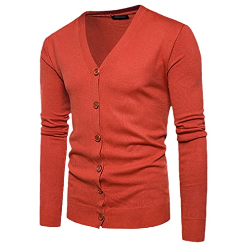 Cardigan homme orange Roquorl contre le froid en cachemire m
