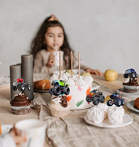 Hugmagoz Monster Truck Car Dessert Cupcake Toppers Off-Road Themes Decor Supplies Baby Shower Boy Girl Happy Birthday Party Decorations 18 Pcs thumb #5