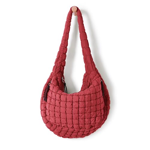 Image of ODODOS Quilted Carryall Tote Bag for Women Crossbody Hobo Lightweight Padding Shoulder Bag