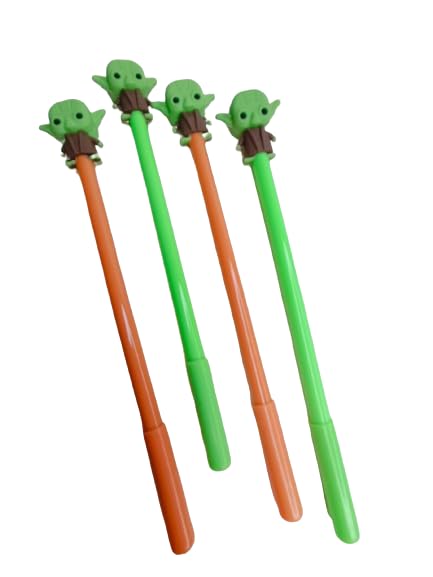 Image of Gifts- Yoda Gel Pen Set with Comfortable Grip For Smooth Writing | Kids Adults Student Office Supplies Set of 4 Black Ink