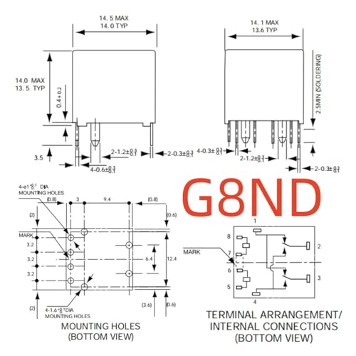 Relais G8ND-2 12VDC 8 broches composant electronique automobile inverseur pour circuit