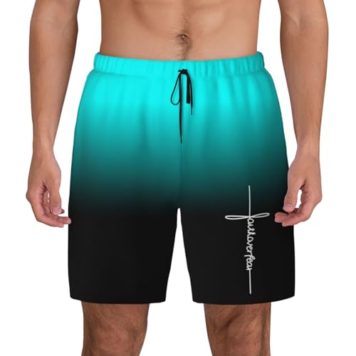 Men's Swim Trunks with Compression Liner Bathing Suit Faith Over Fear Bible Scripture Verse Christian Beach Shorts,