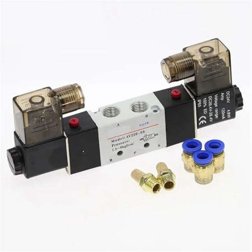 Válvula solenoide 5 vías 2 posiciones 4V220-08 de 1/4 con conectores PC6mm 5