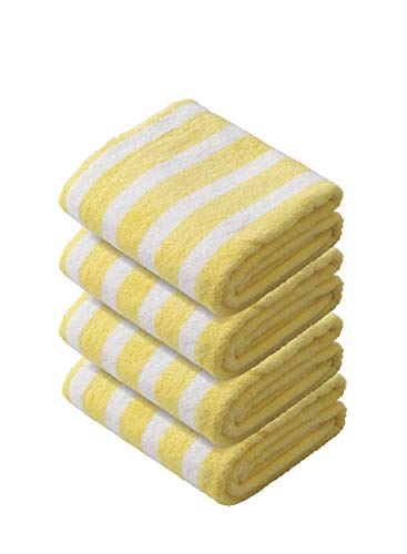 シービージャパン フェイスタオル ボーダー イエロー 4枚セット 吸水 速乾 マイクロファイバー カラリクオ carari