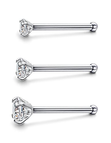 Image of Jstyle 22G Stainless Steel Nose Rings Studs Piercing Body Jewelry 1.5mm 2mm 2.5mm 3mm