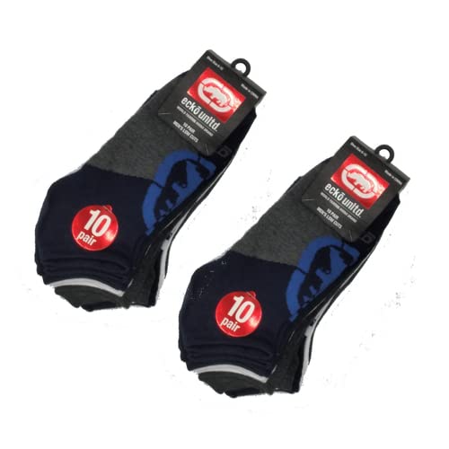 20 Pairs of Ecko Men's Basic Quick Dry No Show Athletic Socks 10-13