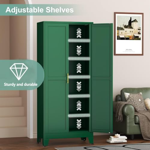Image of winiowa Metal Pantry Cabinet with 2 Doors and 5 Adjustable Shelves