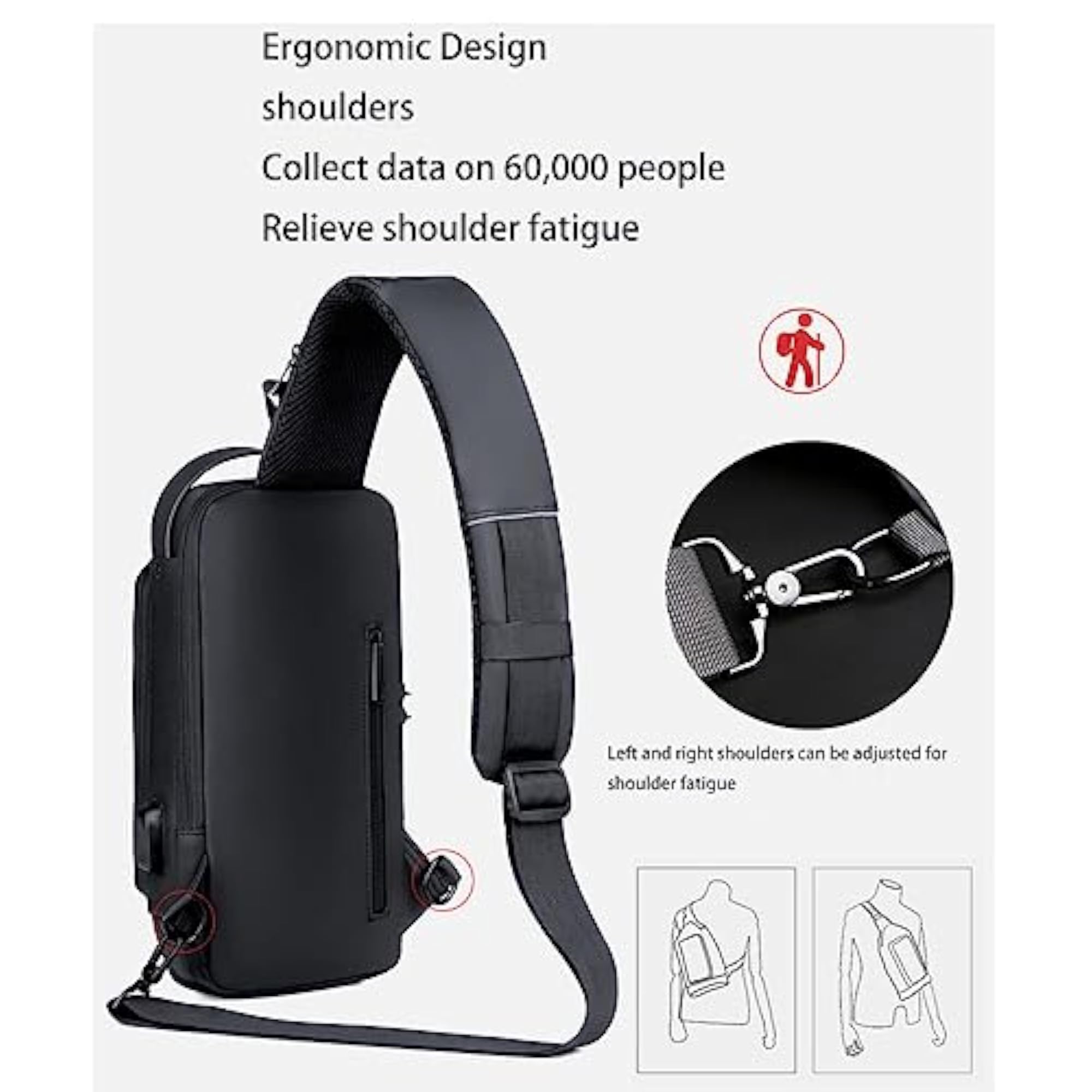 Anti Theft Sling Bag with USB Charge Feature