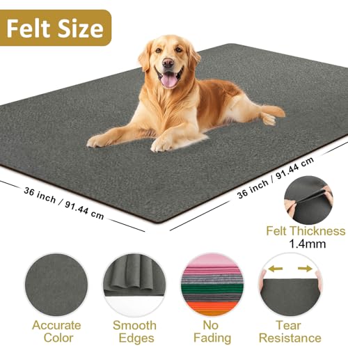 Image of XSEINO Dark Gray Large Felt Fabric 36 inch X 36 inch(1 Square Yard), 1.4 mm Thick Soft Felt Fabric Sheet for Crafts, Gray Series Colors Soft Nonwoven Fabric, Fit for Decoration, Sewing, DIY Crafts
