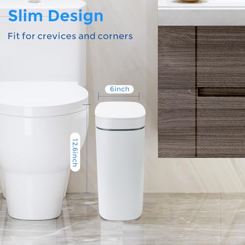 Image of Bathroom Trash Can with Lid, 3.7 Gallon Waterproof Garbage Can, Electric Smart Sensor Touchless Trash Can with 40pcs Trash Bags, Ideal for Bathroom, Kitchen, Living Room