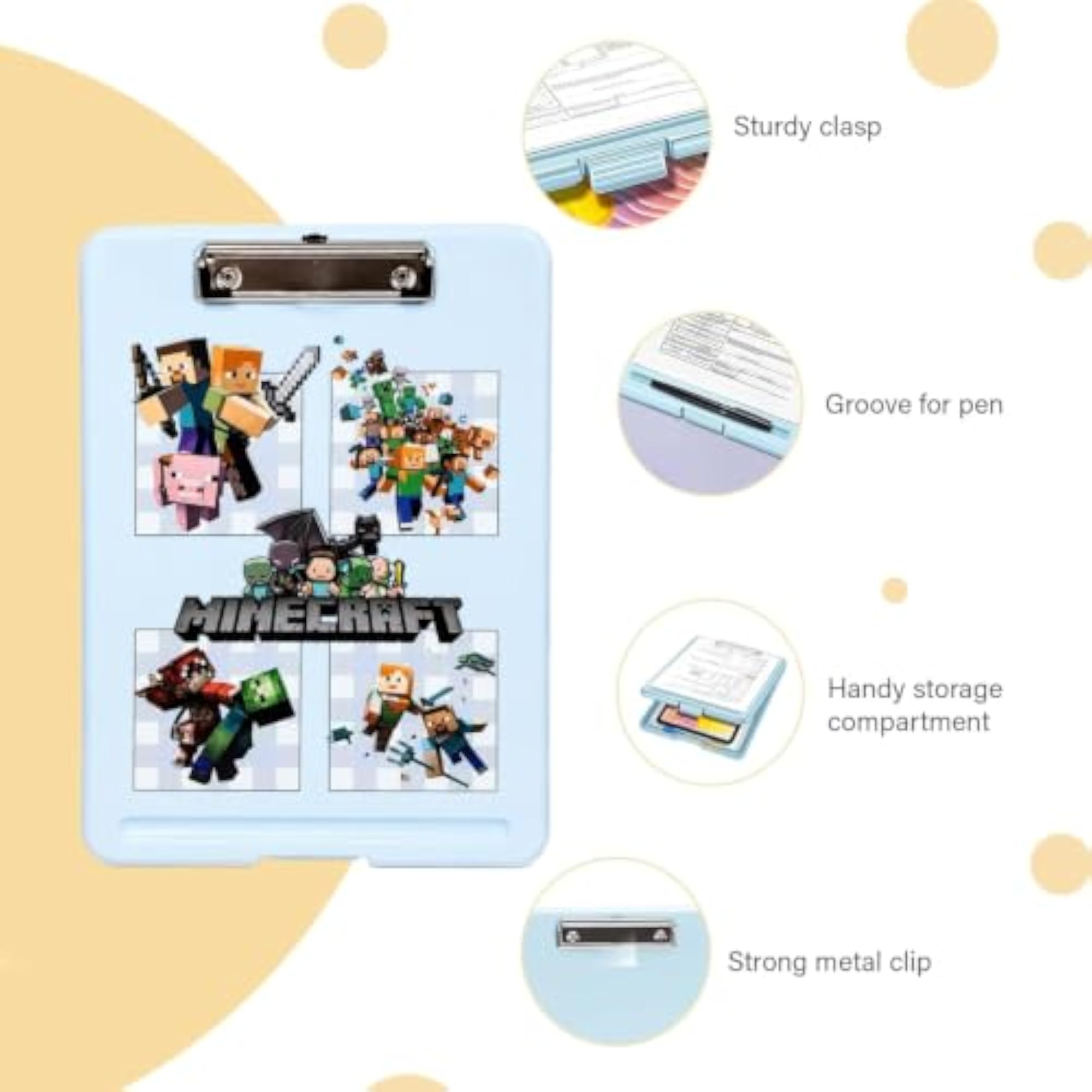 A4 Plastic Clipboard with Storage Case, Ideal for Students