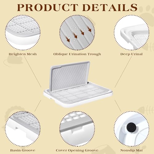 Paterr 2 Pcs Dog Potty Toilet with Removable Splash Wall Pet Indoor Dog Mesh Training Toilet Portable Training Pee Pads Holder Litter Box with Pee Wall for Puppy, Pet(25.6" x 19.3" x 13") - Image 4