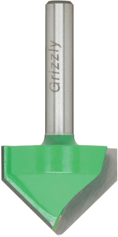 Grizzly C1207 90-Degree V-Groove Bit, 1/4-Inch Shank, 1-Inch Cutter Diameter