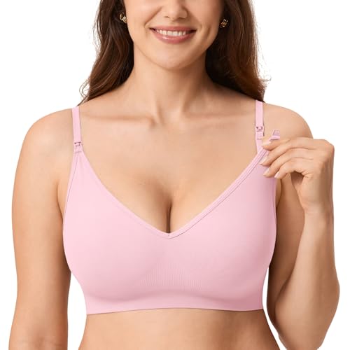 Image of MOMANDA Seamless Nursing Bras for Breastfeeding | Maternity sleep bralettes, V neck, Wireless, Comfortable, For women