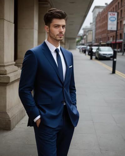 Mens 2 Piece Suit, Slim Fit Suits for Men Wedding Formal Business Party Prom Mens Tuxedo Suit Set Jacket Pants3
