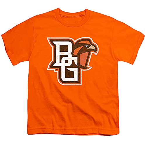 Bowling Green State University BGSU Official Distressed Primary Unisex Youth T Shirt,Orange, Medium