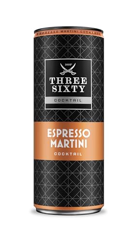 THREE SIXTY ESPRESSO MARTINI COCKTAIL | PREMIX 1 x 250ml | Vorgemixter Longdrink in der Dose to-go | Intensiver Espresso Martini Geschmack | 10% vol.