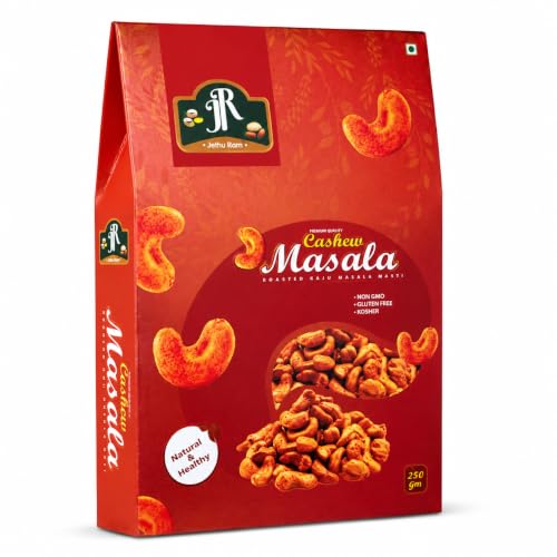 JETHU RAM Masala Cashew - 500g | Premium Roasted & Spiced Kaju | Crunchy & Flavorful Snack | Rich in Protein & Energy | Non-GMO, Gluten Free & Kosher | Perfect for Party Snacks | (250g x 2 Packs)