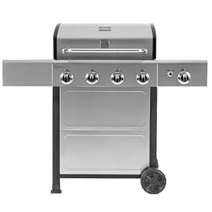 Kenmore Gasgrill I Gas Grill 4-Brenner mit Seitenbrenner und Deckel I Gas Barbecues für Outdoorküche | Gartengrill mit Gas | 59,  x 137,  x 117,  cm | Edelstahl Grill