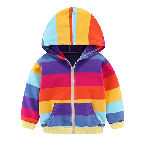 Image of Mud Kingdom Boy Zip Up Hoodie Sweatshirt with Hood Rainbow Patchwork