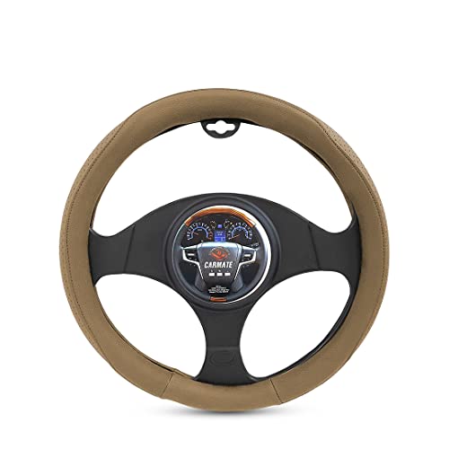 Image of CARMATE Car Steering Cover Super Grip 112 Compatible with Renault Kwid - Medium Beige