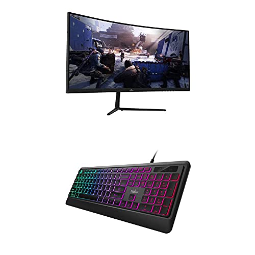 Fiodio 29" Curved 100Hz Led Gaming Monitor And Rgb Membrane Gaming Keyboard 8294 #TOP6