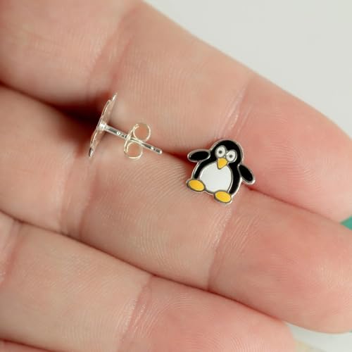 Boucles d'oreilles pingouin en argent sterling 925 fin et durable