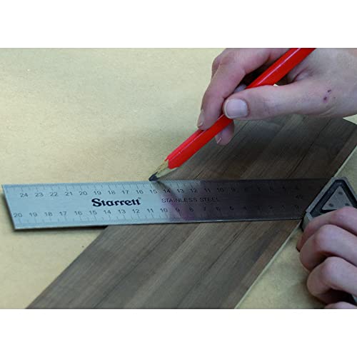 Starrett Carpenter Square - K53M-250-S Stainless Steel Angle Ruler Carpentry 250mm (10”) - Aluminium Alloy Handle for Craftsman Woodworking
