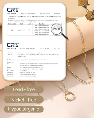 TEN MIRO Layered Gold Necklaces for Women Non Tarnish, Dainty 16k Real Gold Necklace Stack Stackable Necklace for Women Layering Chain Circle Pendant Paperclip Chain Necklaces4