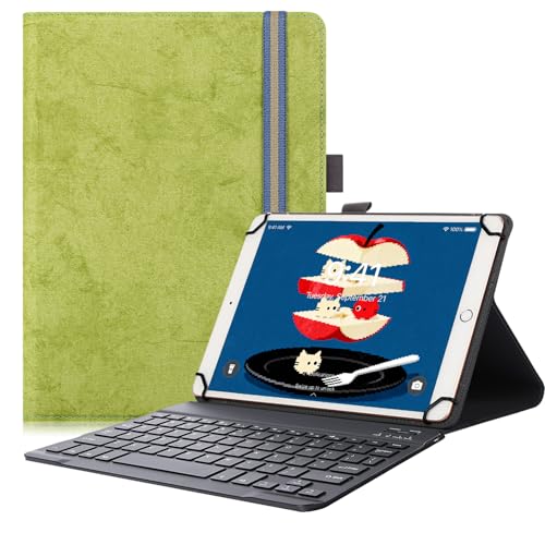 For CHUWI AuPad �^�u���b�g 11�C���` �P�[�X 9-11�C���` �^�u���b�g�P�[�X �^�u���b�g�p�L�[�{�[�h �X�^���h�@�\ �������L�[�{�[�h�t�� �y�����[�\ �l���Œ� �e���o���h�Œ� �y�����[ �ϏՌ� PU���U�[ (�O���[��)