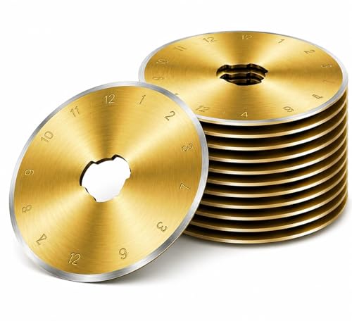 60mm Rotary Cutter Blades 10 Pack Titanium Coated SKS-7 Steel Sharp Durable Replacement Blades for Quilting Sewing Heavy Fabric Cutting Fits Olfa Fiskars