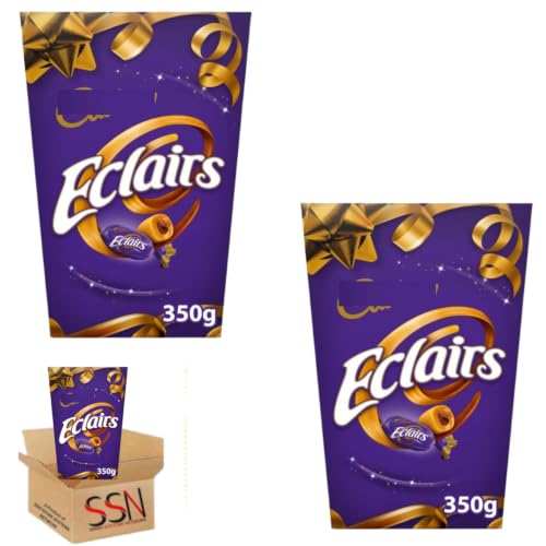 Image of Cadbry Eclairs Chocolate Carton 350g, Caramels with milk chocolate centres, By SSN Spark Systems Network (2x Box)