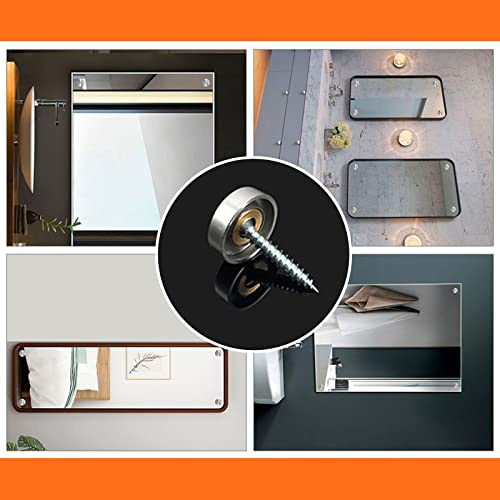 40 Sätze 20mm Silber Spiegelschrauben Nägel Edelstahl Dekorativ für Spiegel Dekoration Teetischen Kleiderschränken Bilderrahmens