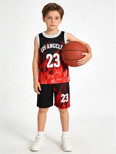 Image of Boys' Active Shorts Set 6 Pieces Athletic Jersey Tank Top and Basketball Shorts Set 4-12Y