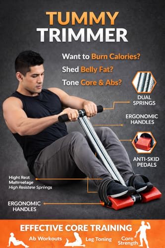 Image of ODDISH Way to Fitness Heavy Duty Double Spring Tummy Trimmer with Resistance Tube | Ab Exerciser Combo for Men & Women | Home Gym Equipment for Belly Fat Loss, Abs, Waist, Arms & Full Body Workout (Red)