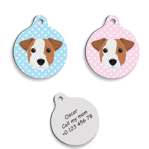 JACK RUSSELL Personalized Dog Tag - Custom Name Tag - ID Tag for Dog & Cat - Customized Pet Tags - Dog Name Tag - Cat Name Tag - Engraved Dog Tag (Blue)