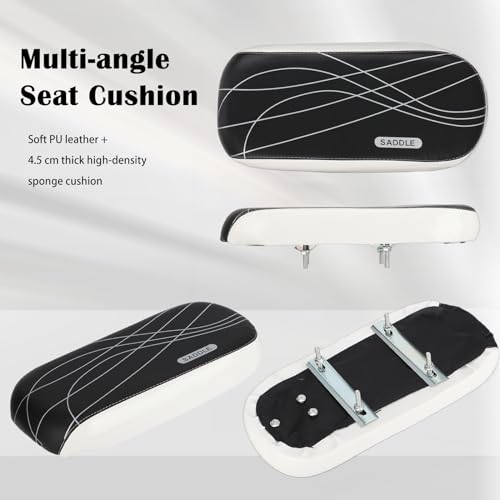 BWBIKE Bicycle Back Seat Cycling Bike Bicycle Mountain Bike PU Leather Soft Cushion Rear Rack Seat Children Seat with Backrest and Footrest, Black+Black - Image 2